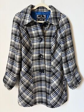 GUESS Plaid Wool Blend Coat